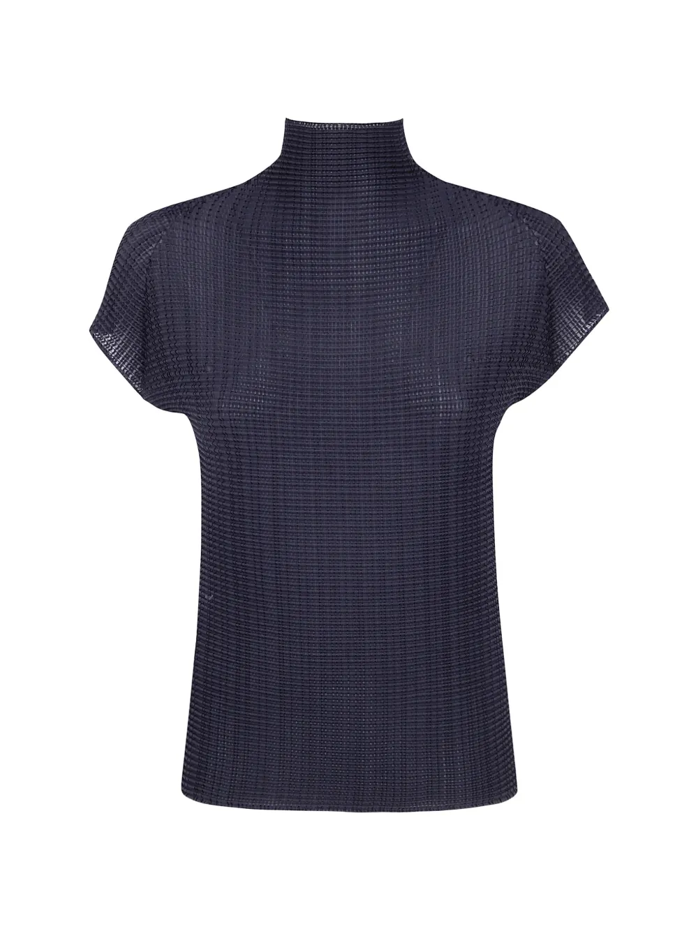 Issey Miyake plissé-effect high-neck top - Blu