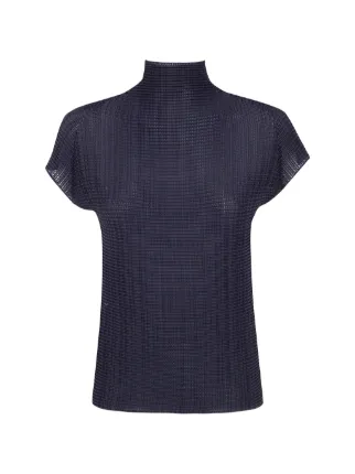 Issey Miyake プリーツ ハイネック トップ | ブルー | FARFETCH JP