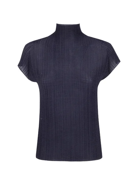 Issey Miyake top plisado con cuello de tortuga