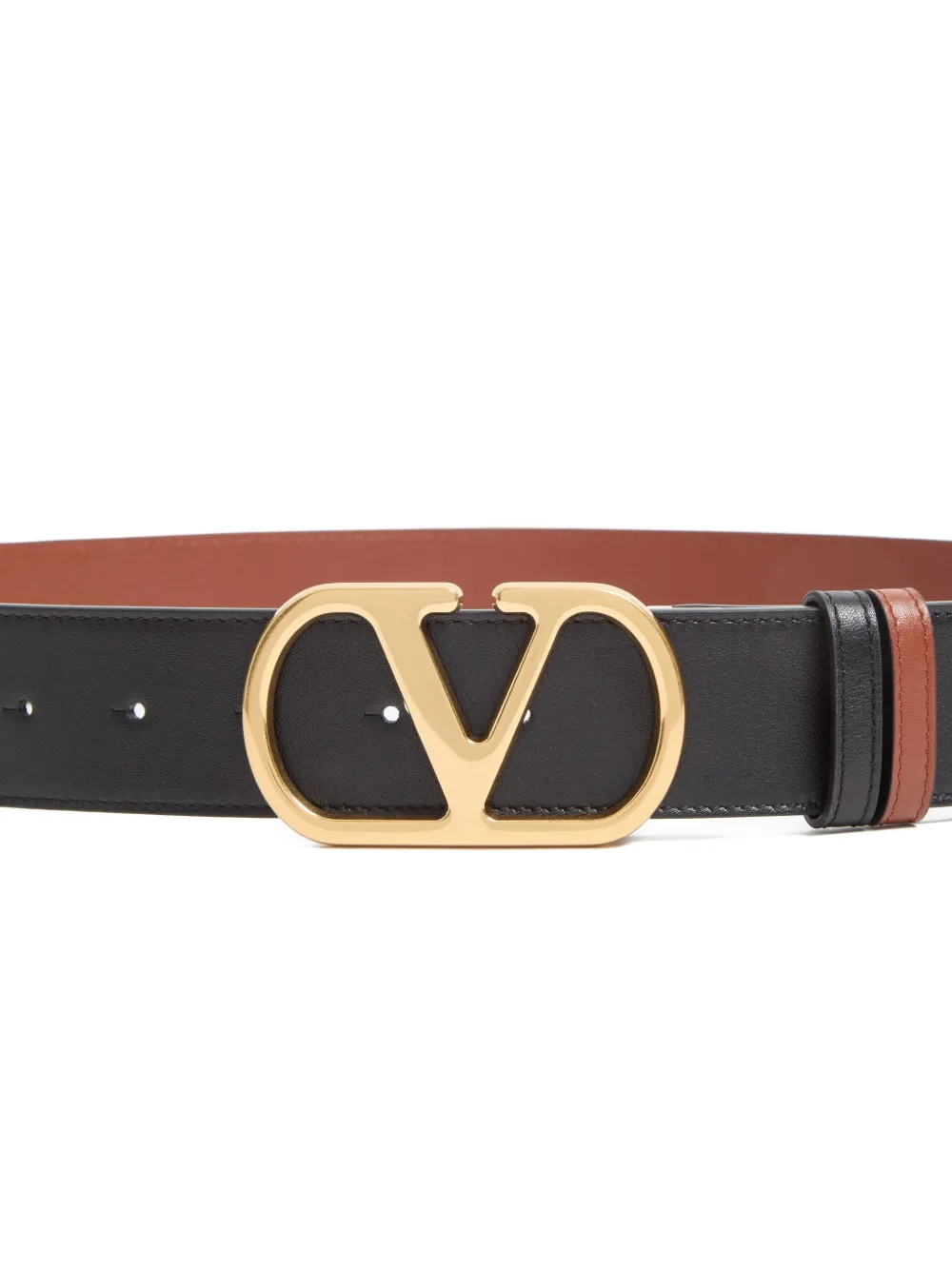 Valentino Garavani VLogo Signature omkeerbare riem van glanzend kalfsleer Zwart
