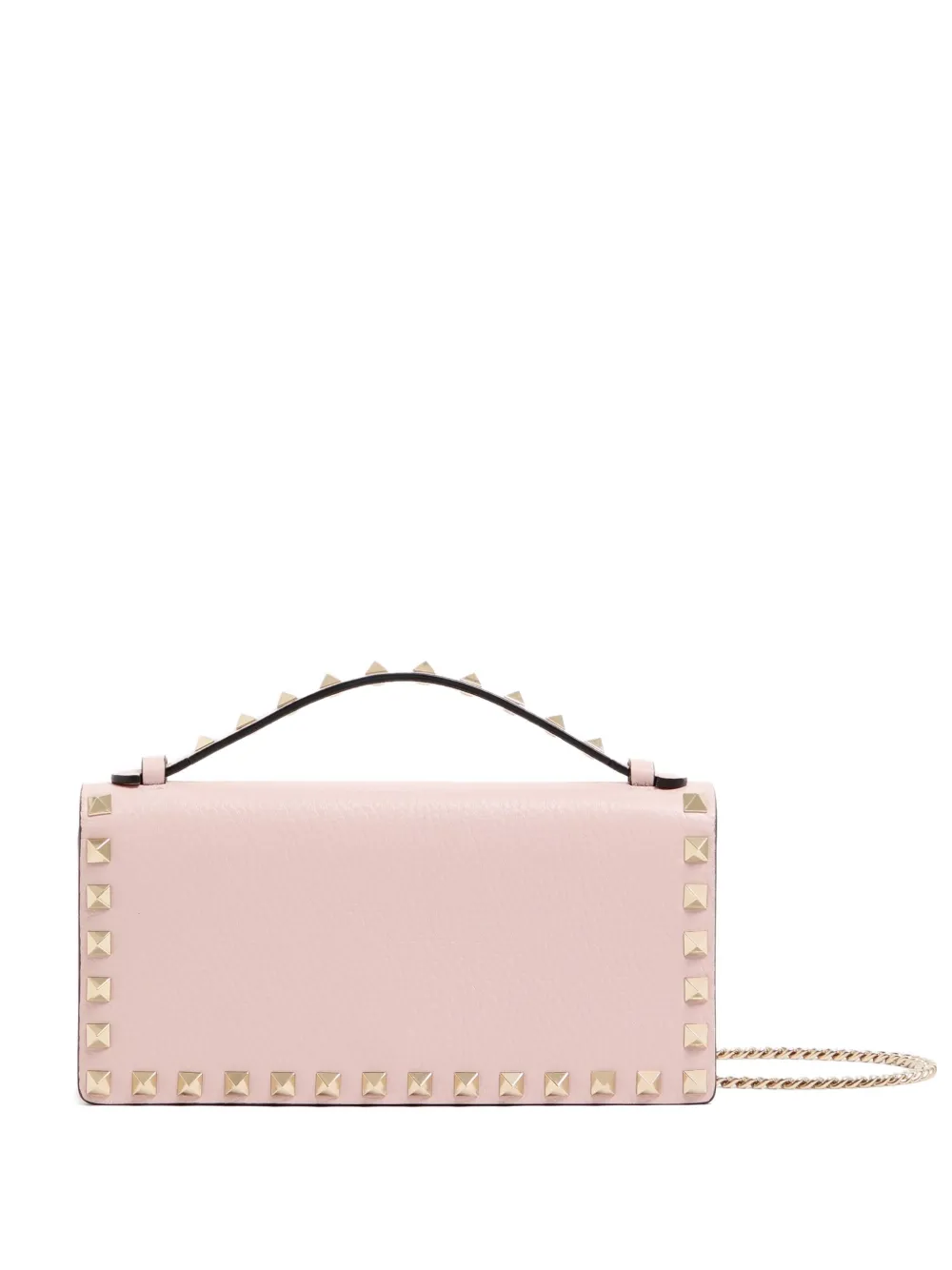 Valentino Garavani Portafoglio Rockstud in pelle di vitello con catena - Rosa