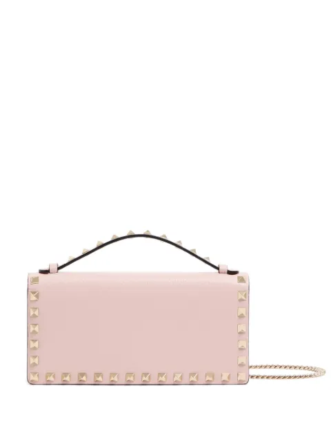 Valentino Garavani Rockstud wallet with chain in grainy calfskin