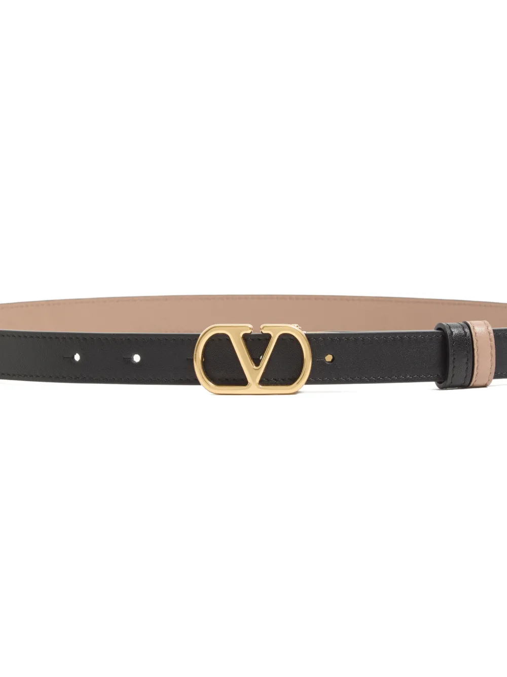 Valentino Garavani VLogo Signature omkeerbare glanzende kalfsleren riem Zwart