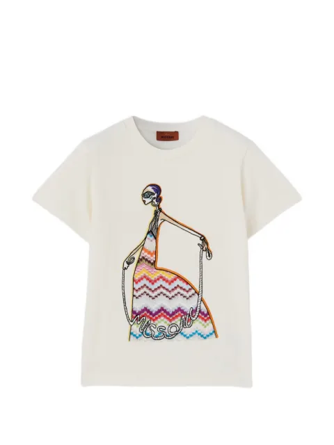 Missoni Kids playera bordada con estampado en zigzag