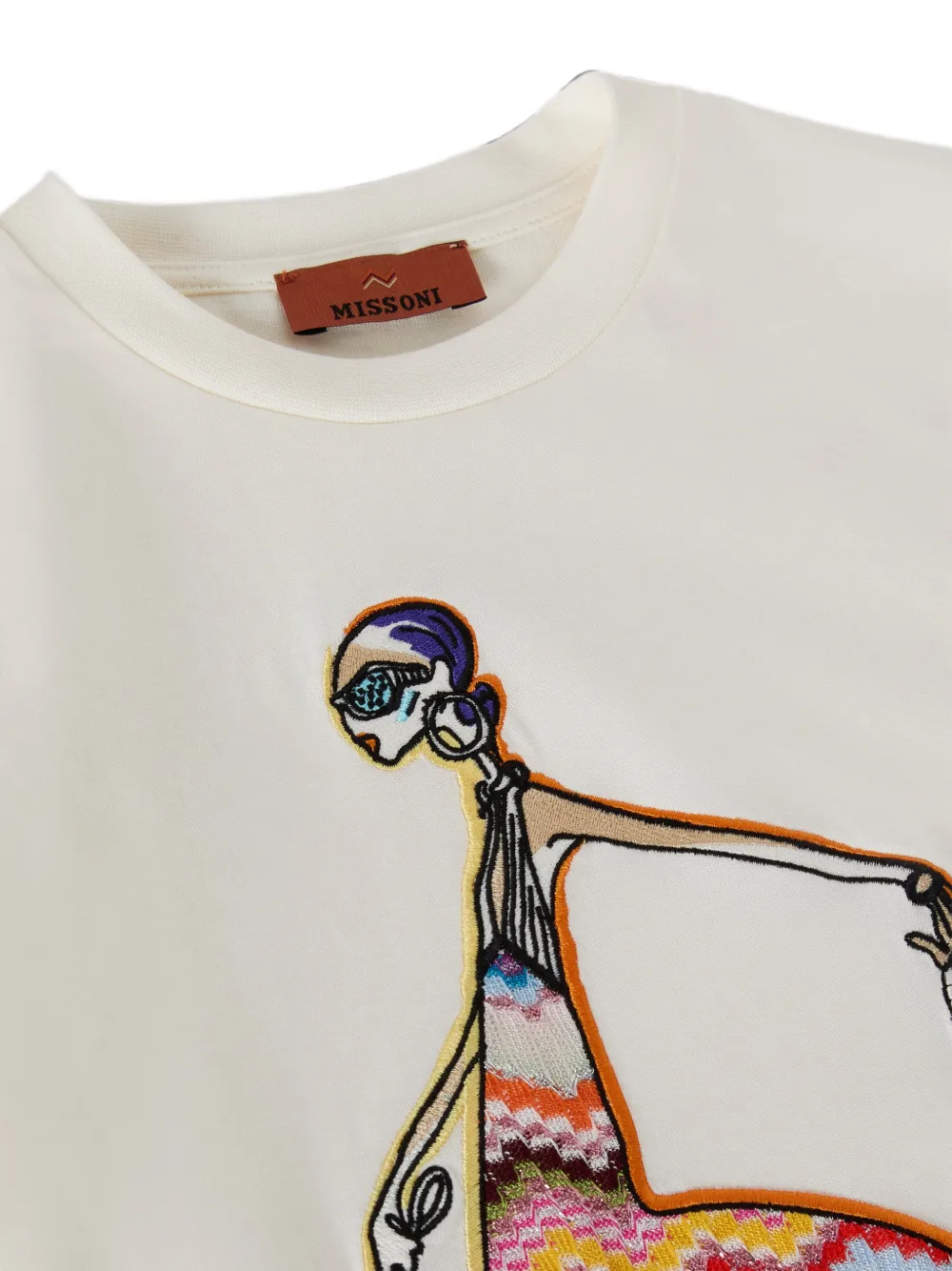 Missoni Kids T-shirt met zigzag-print en borduurwerk Beige