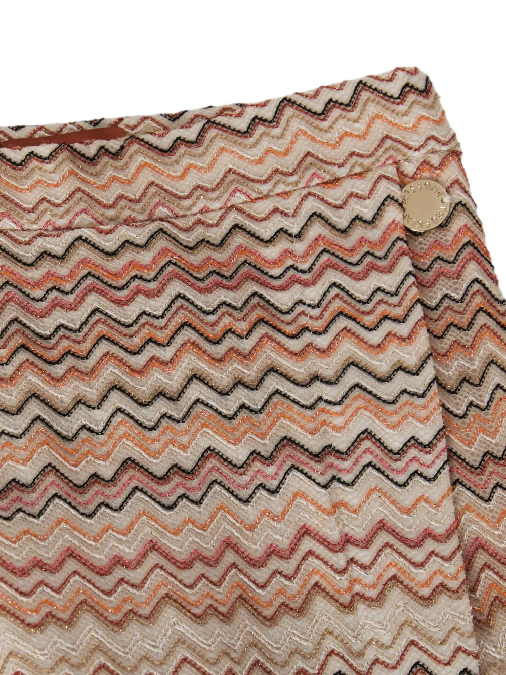Missoni Kids Gebreide wikkelshorts met zigzag-patroon Beige