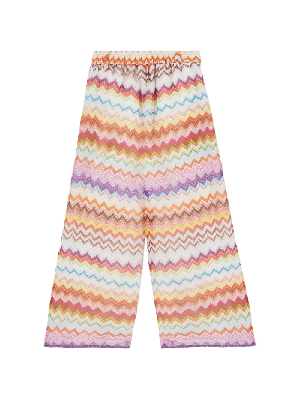 Missoni Kids Broek met wijde pijpen en zigzag-patroon Beige
