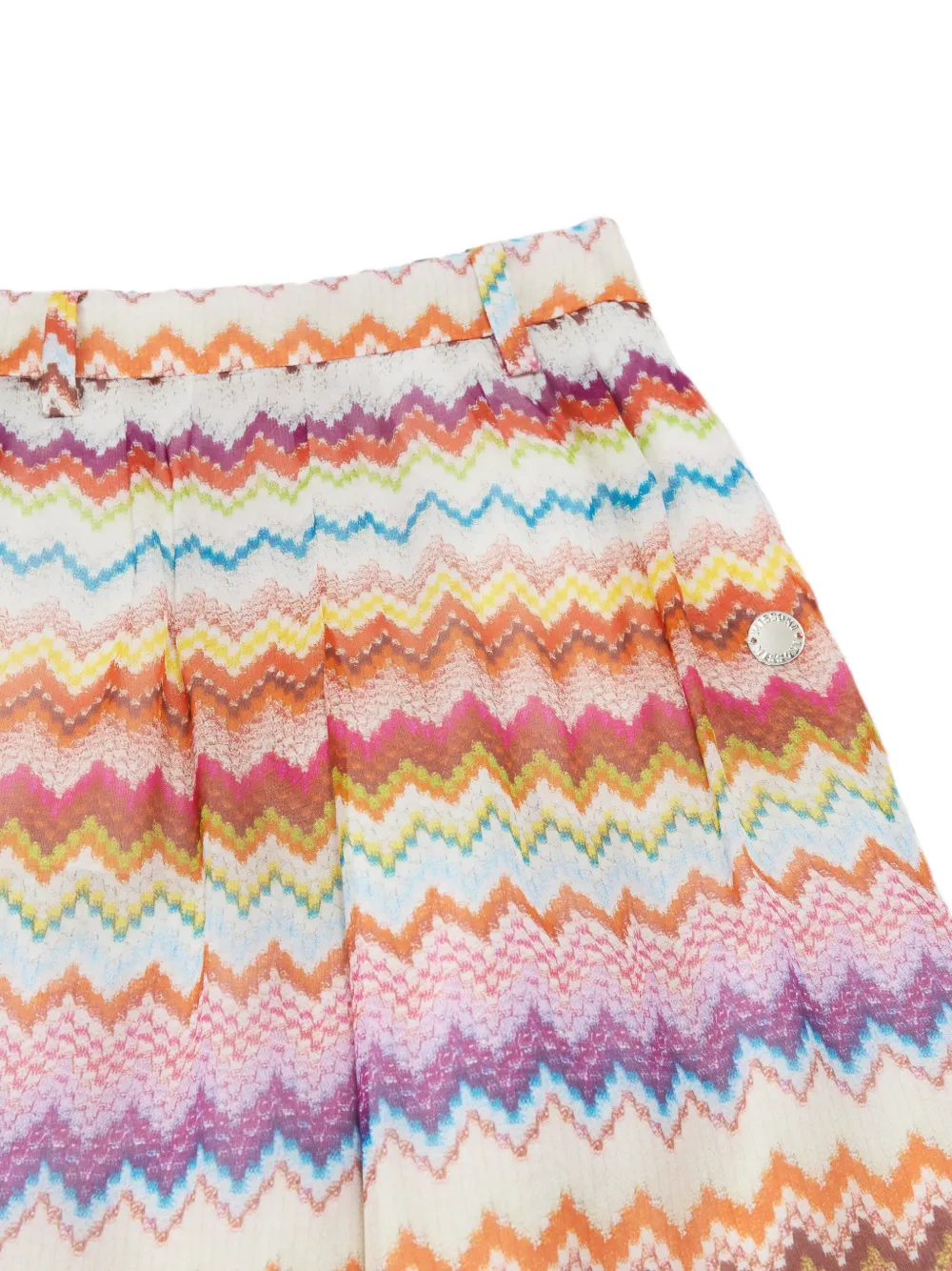 Missoni Kids Broek met wijde pijpen en zigzag-patroon Beige