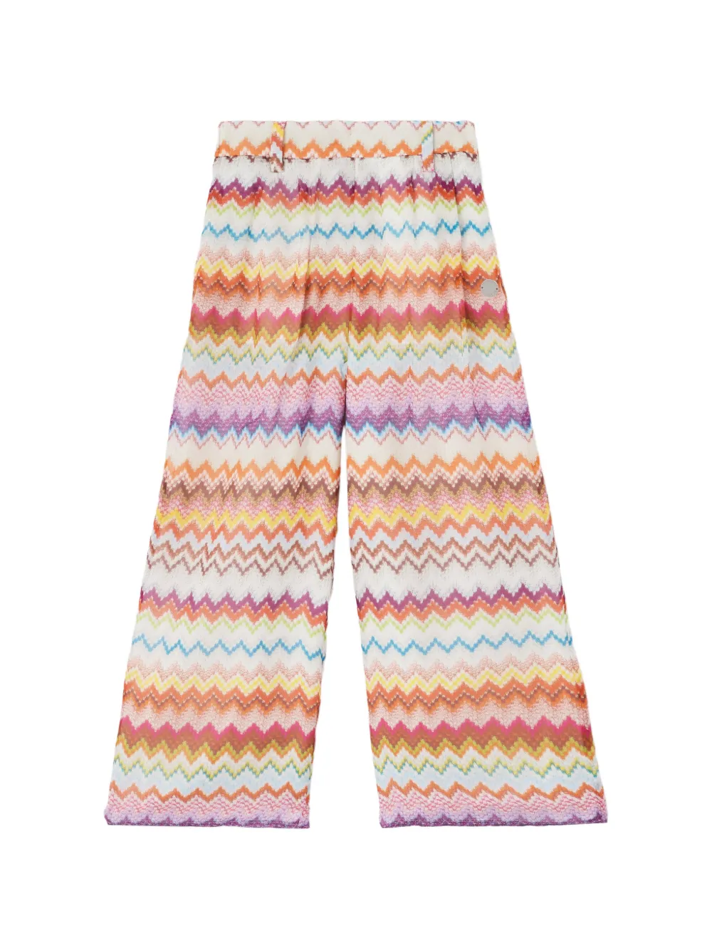 Missoni Kids zigzag-print wide-leg trousers - Nude