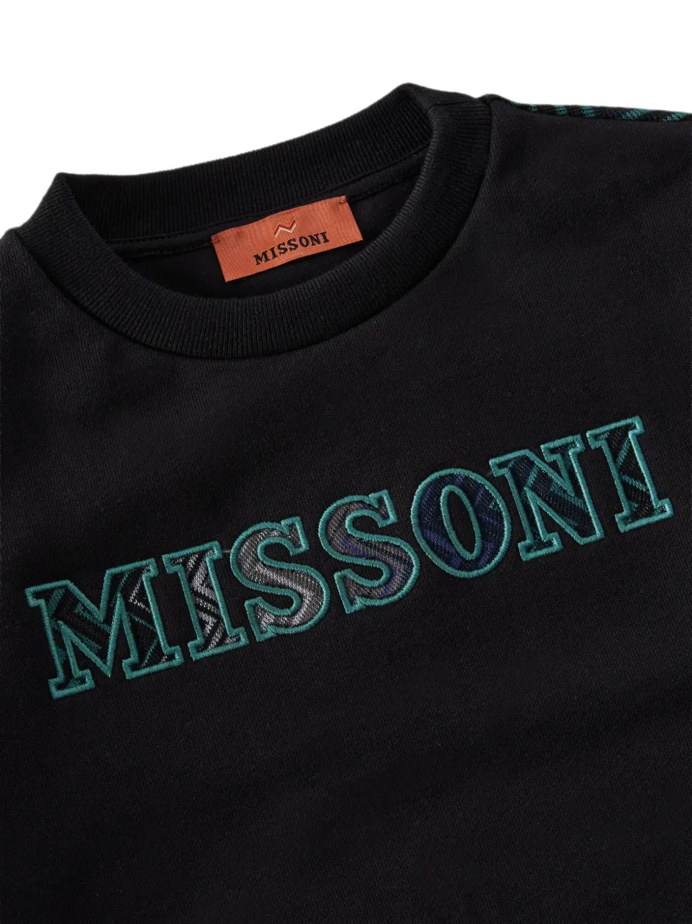 Missoni Kids Hoodie met geborduurd logo en zigzag-print Zwart