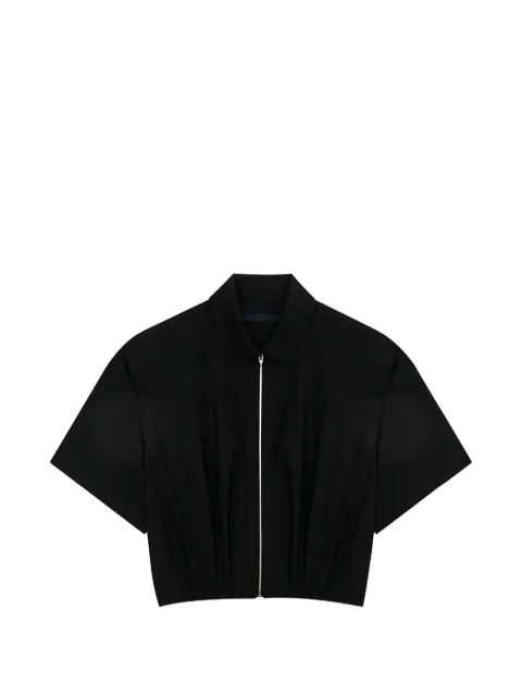 Juun.J zip-up gathered shirt