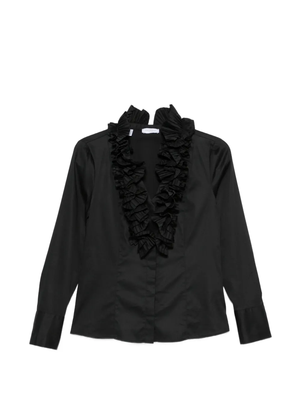 ZANETTI ruffled-trim long-sleeve blouse - Nero