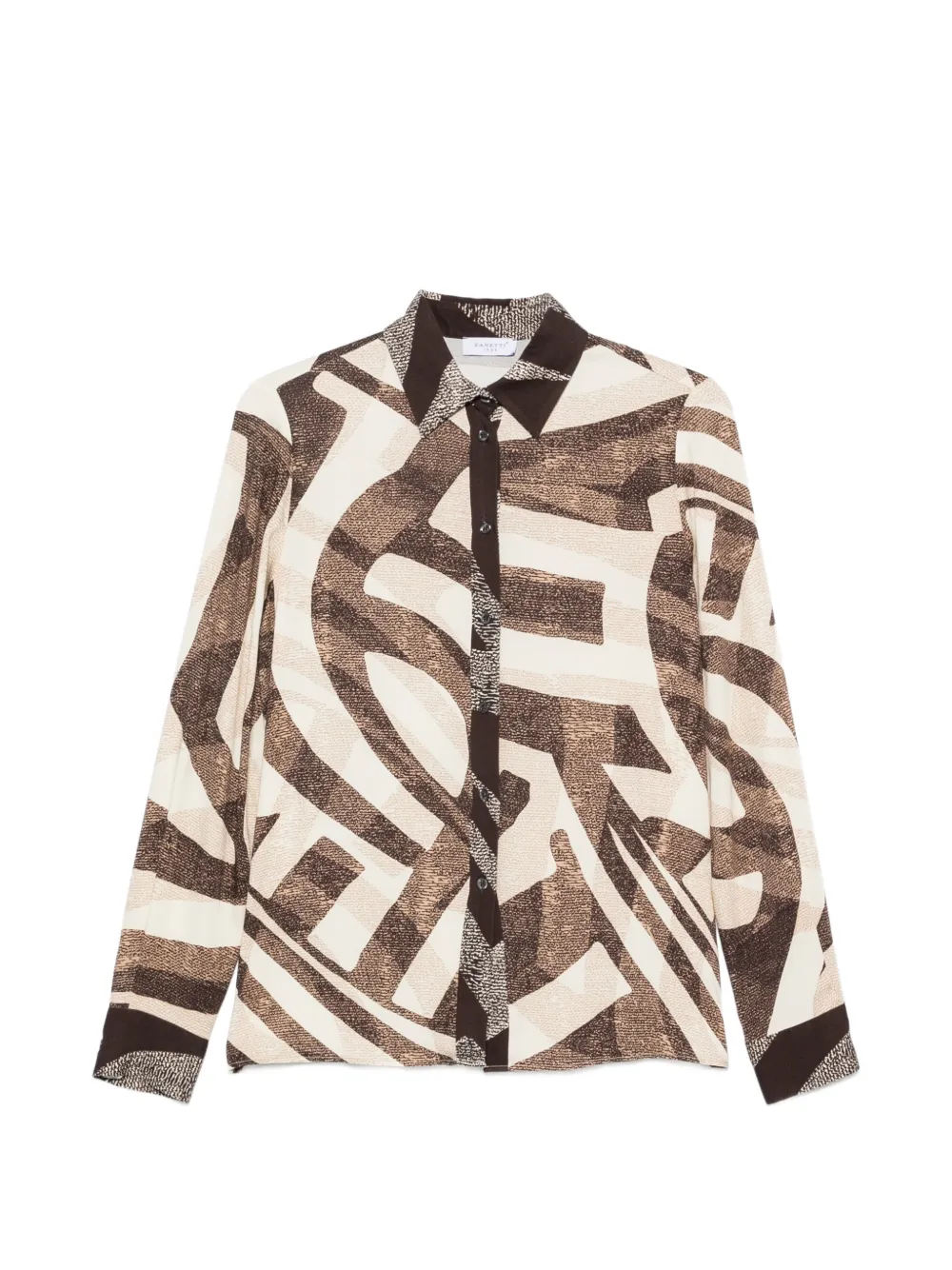 ZANETTI abstract-print long-sleeve shirt - Toni neutri