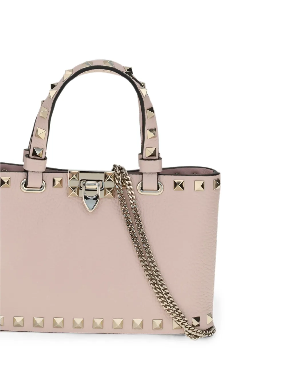 Valentino Garavani Rockstud mini-shopper van korrelig kalfsleer Roze