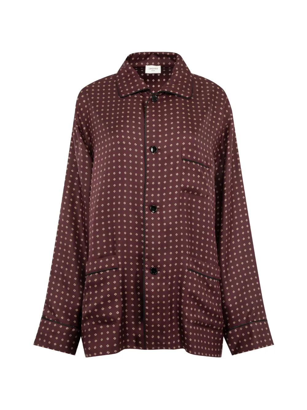 Saint Laurent geometric-print silk pyjama top - Rot