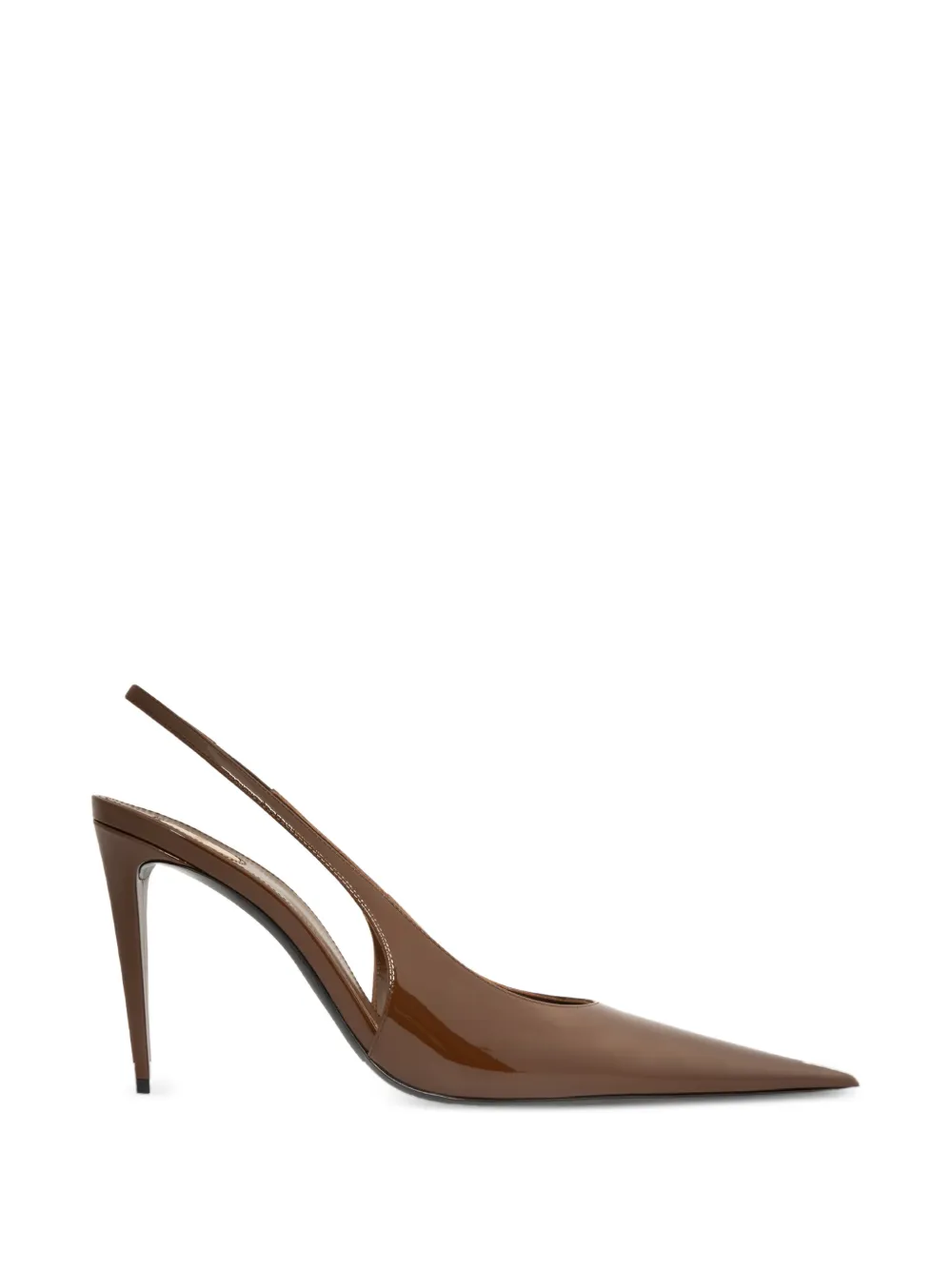 Saint Laurent Guermantes patent slingback pumps - Brown