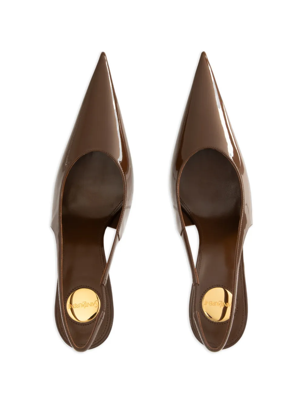 Saint Laurent Guermantes patent slingback pumps Bruin