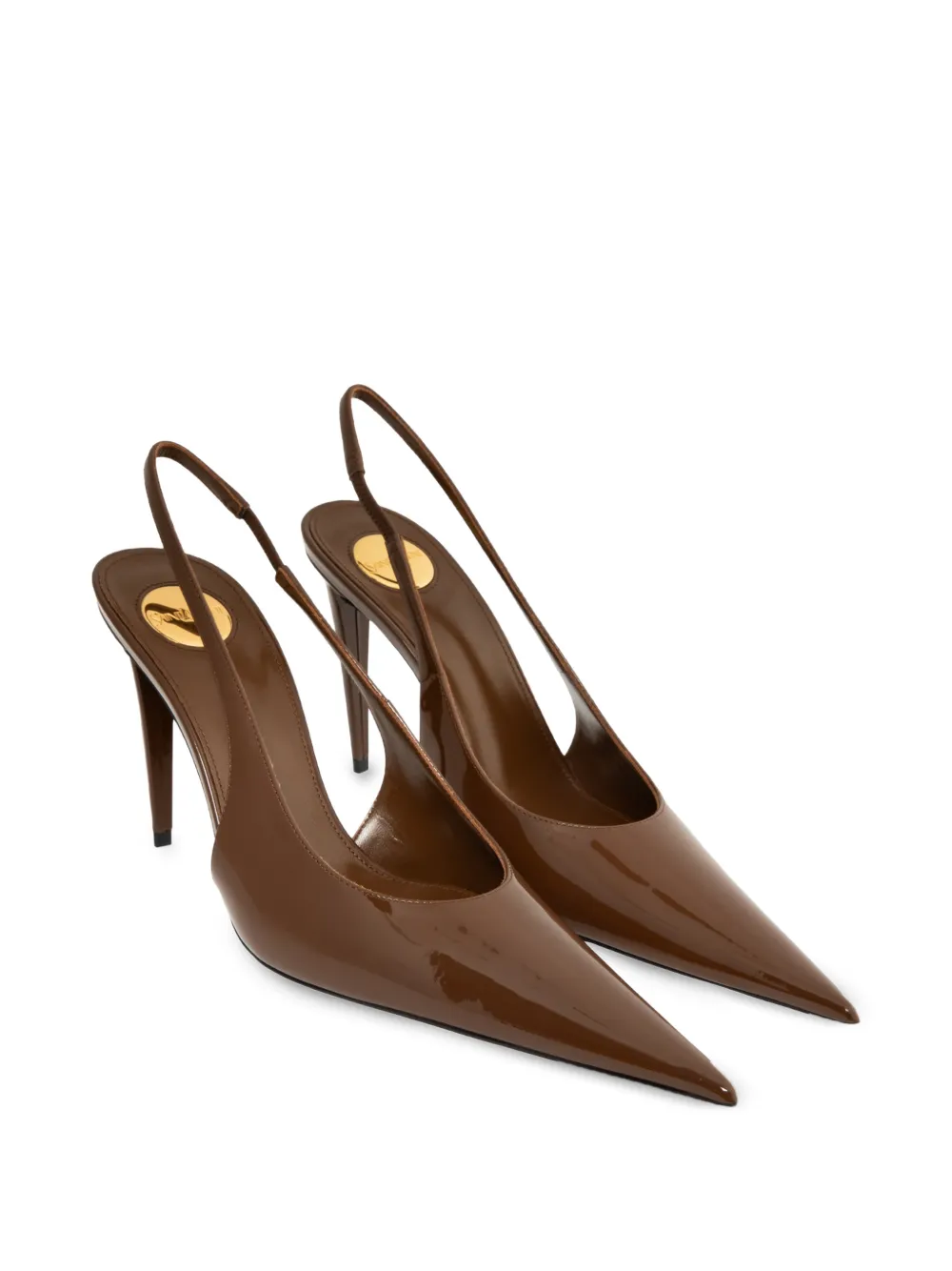 Saint Laurent Guermantes patent slingback pumps Bruin