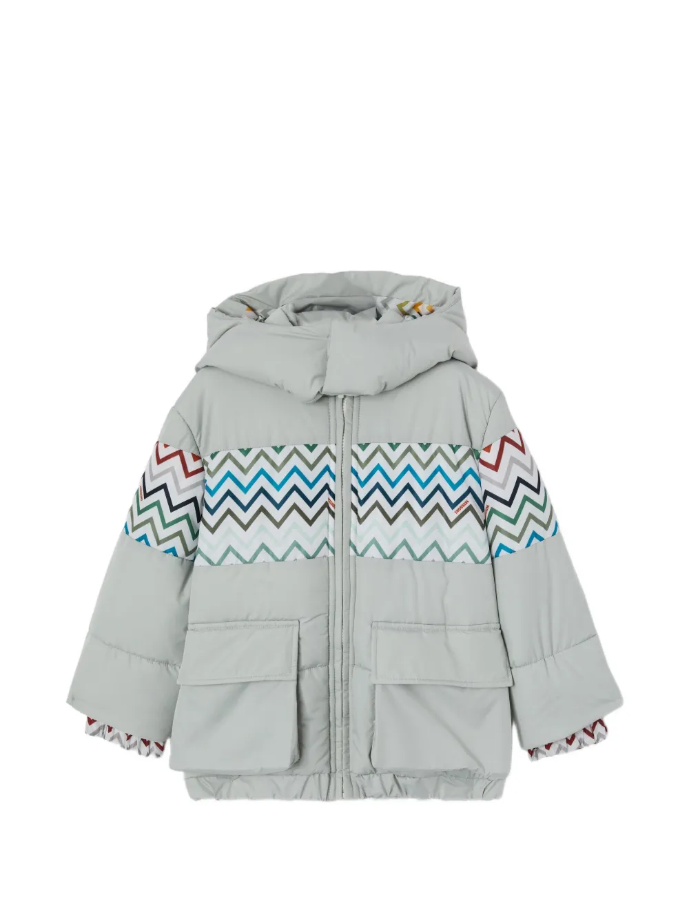 Missoni Kids zigzag-print hooded coat - Grau