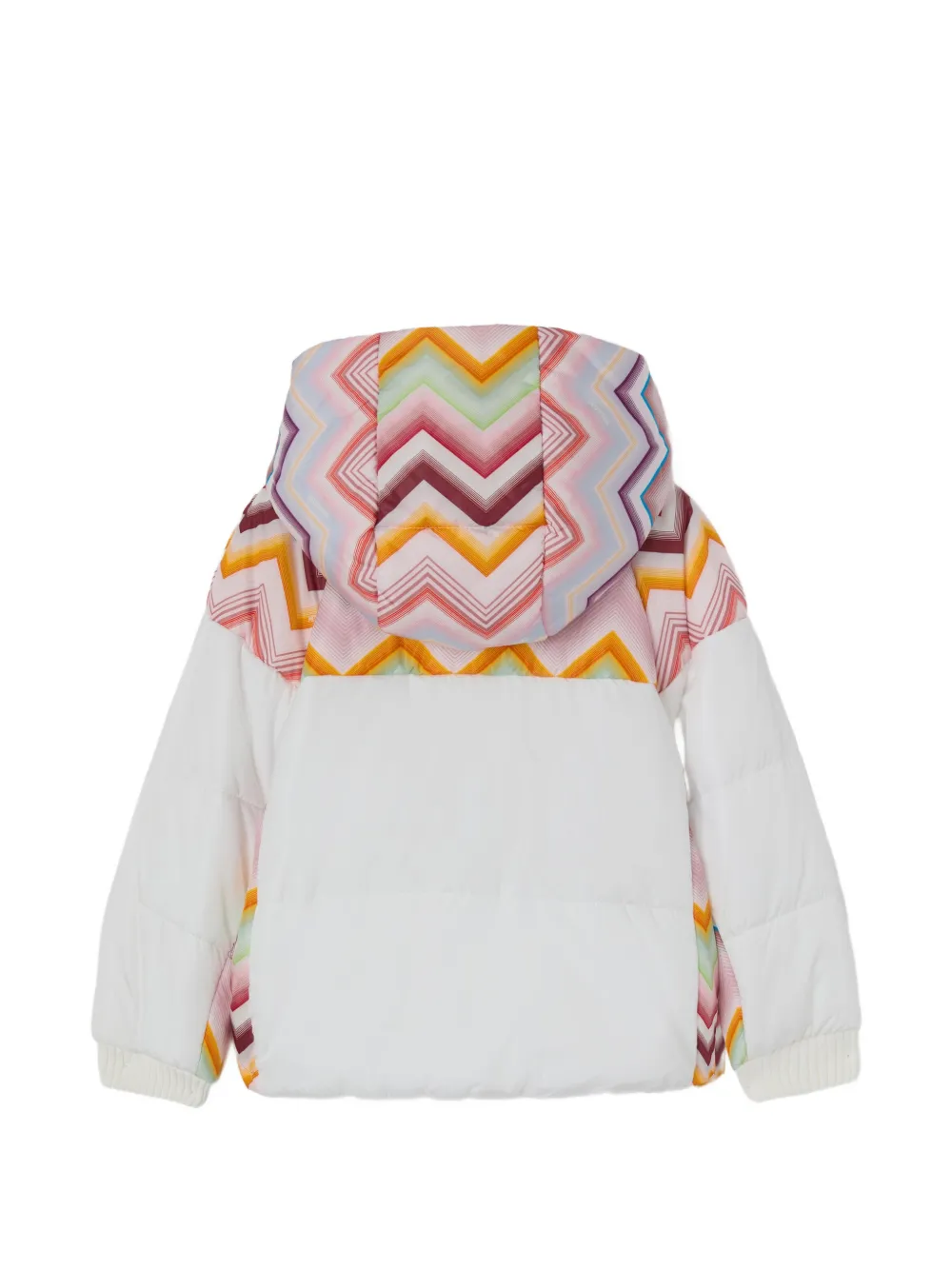Missoni Kids Gewatteerde jas met zigzag-print Wit