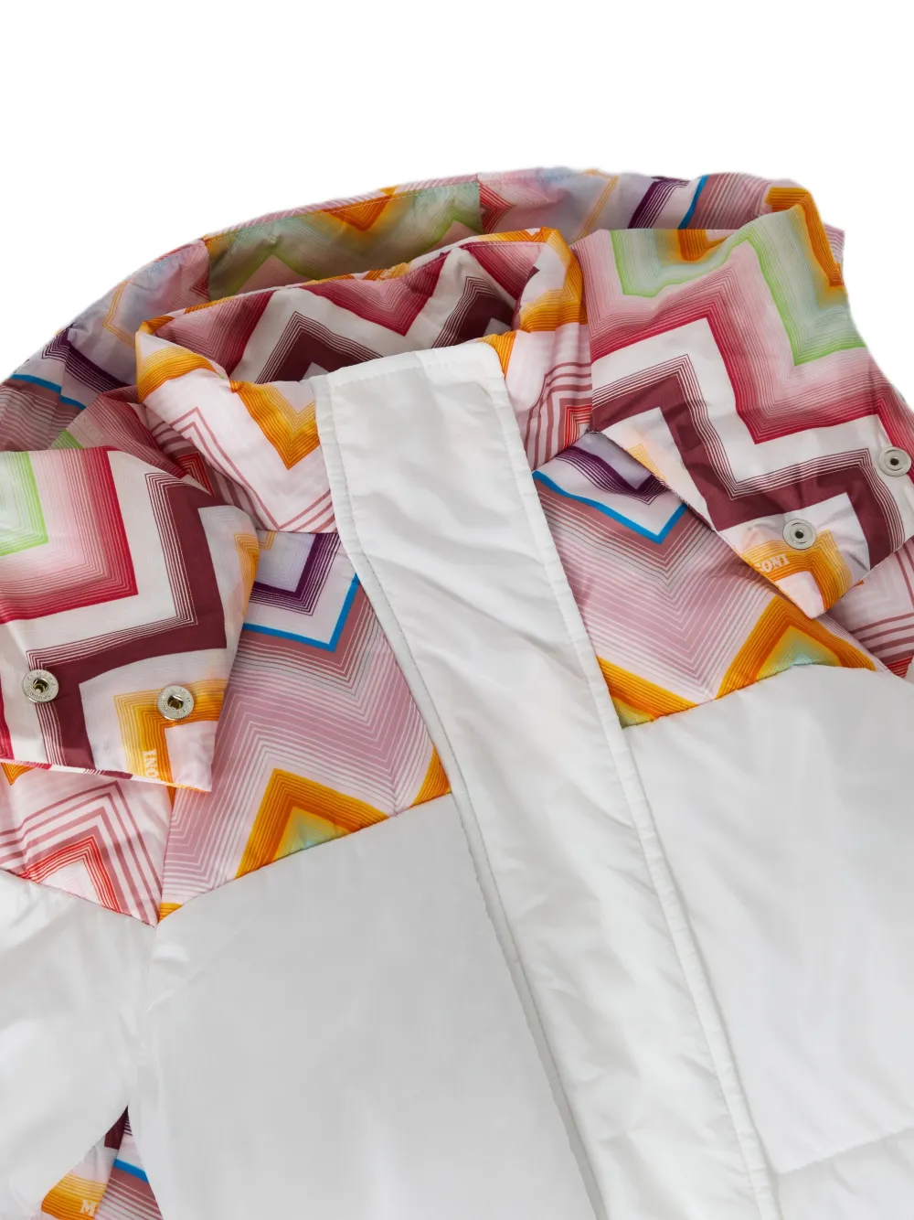 Missoni Kids Gewatteerde jas met zigzag-print Wit