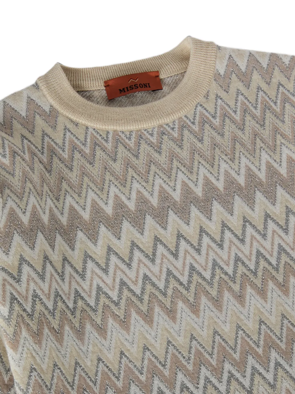 Missoni Kids Gebreide jurk met zigzag-print Beige