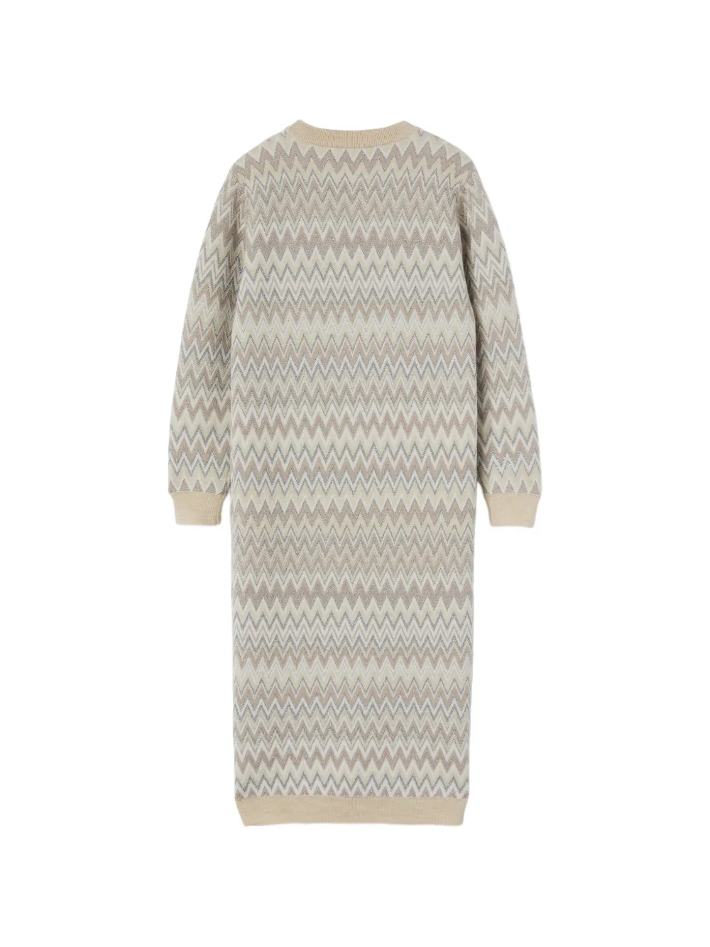 Missoni Kids Gebreide jurk met zigzag-print Beige