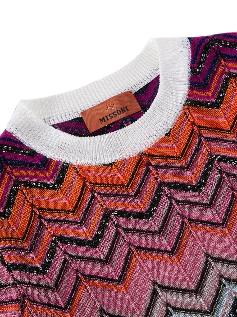 Missoni Kids Gebreide trui verfraaid met pailletten en zigzag-patroon Blauw