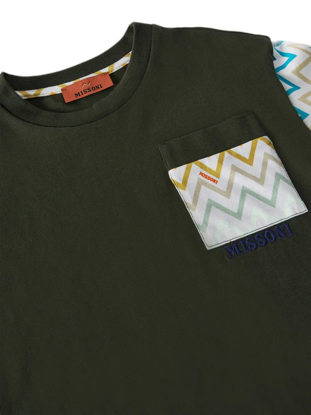 Missoni Kids T-shirt met zigzagprint en zak Groen