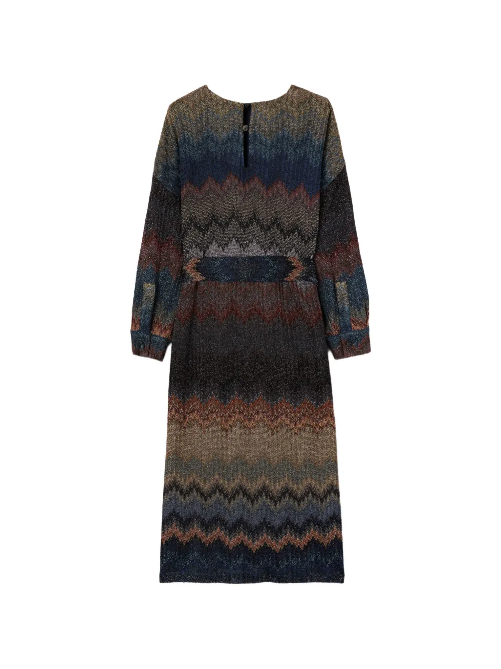 Missoni Kids Gebreide jurk met zigzag-patroon en ceintuur Blauw