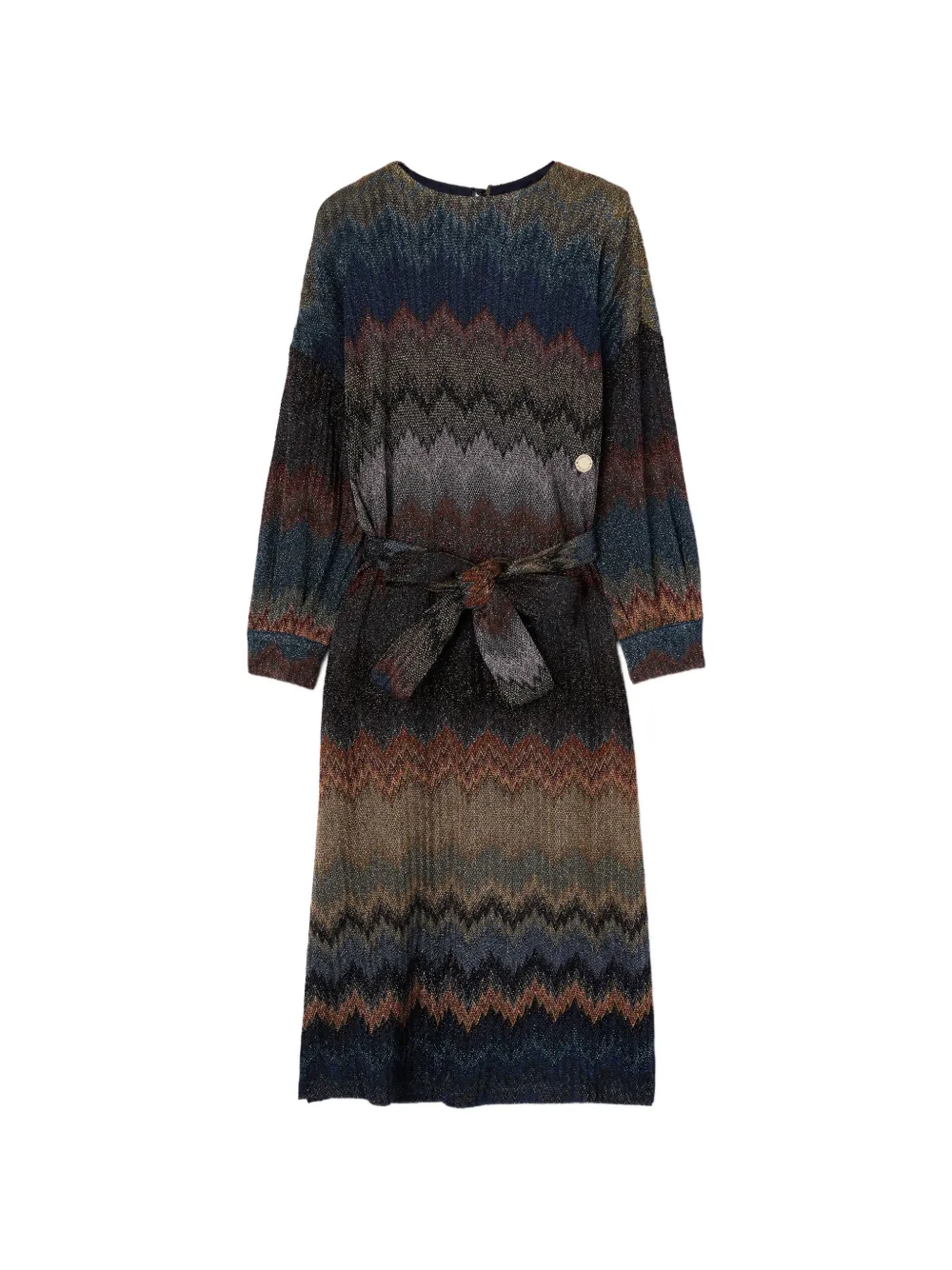 Missoni Kids robe ceinturée en maille à motif zigzag - Bleu