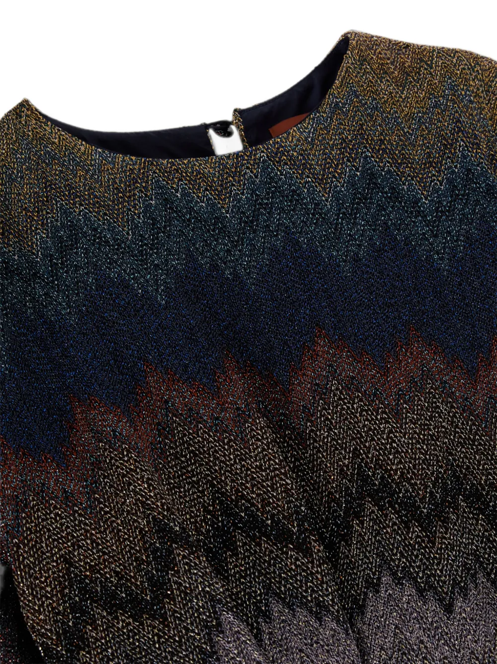 Missoni Kids Gebreide jurk met zigzag-patroon en ceintuur Blauw