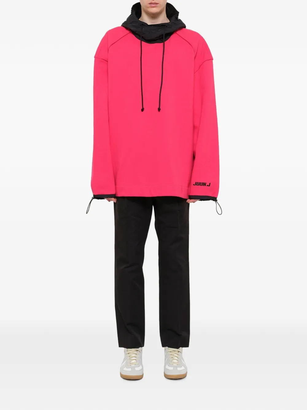 Juun.J Hoodie met trekkoordmanchetten en logoprint Roze