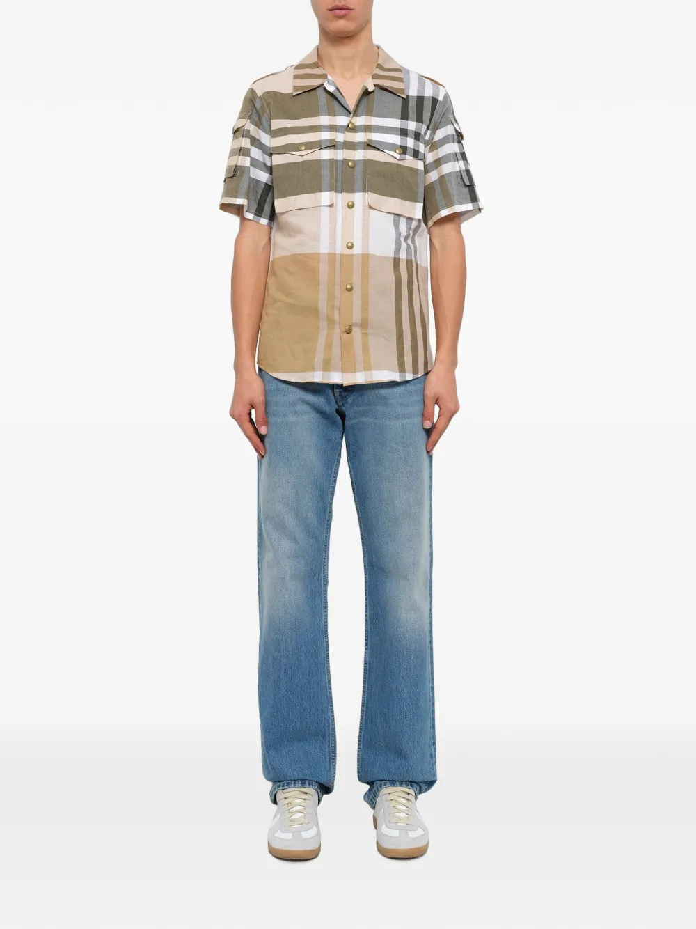 Moncler Geruit overhemd Beige