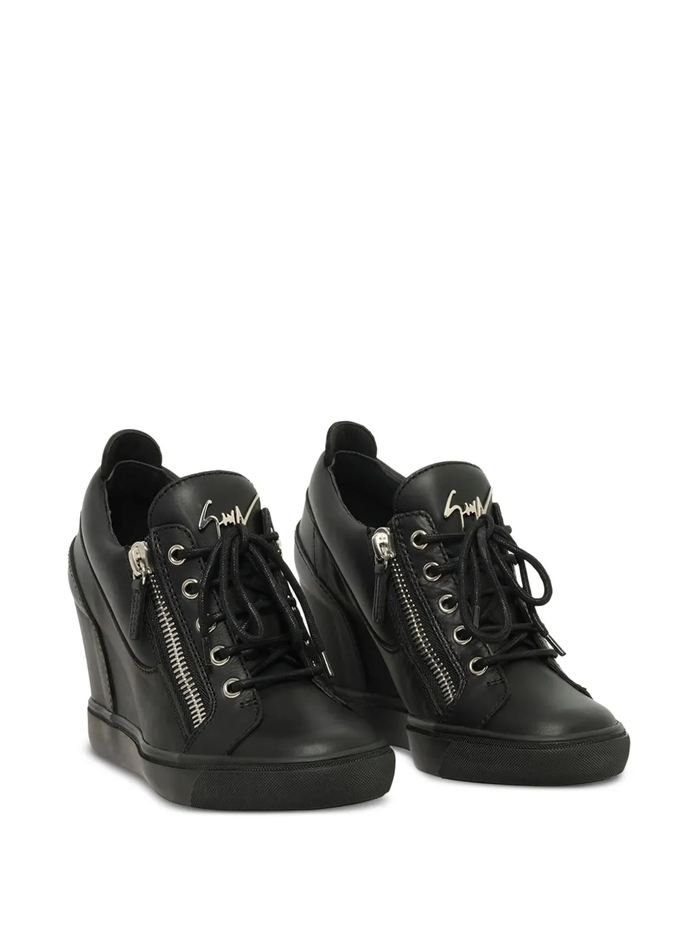 Giuseppe Zanotti wedge-heel zip-detail sneakers Zwart
