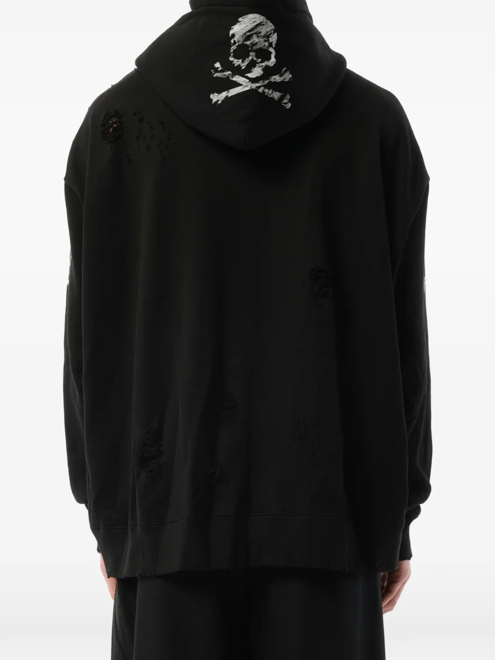 Mastermind Japan Gerafelde hoodie met doodskopprint Zwart