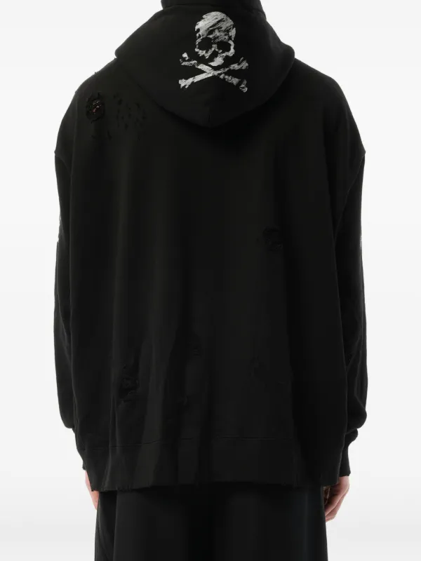 Mastermind Japan Distressed skull-print Hoodie | Black | FARFETCH