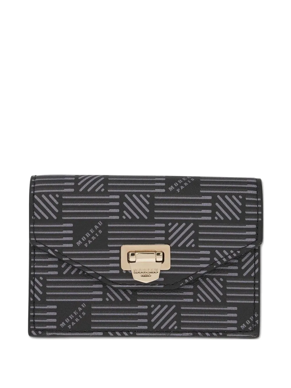 Moreau flap logo-print leather wallet - Nero