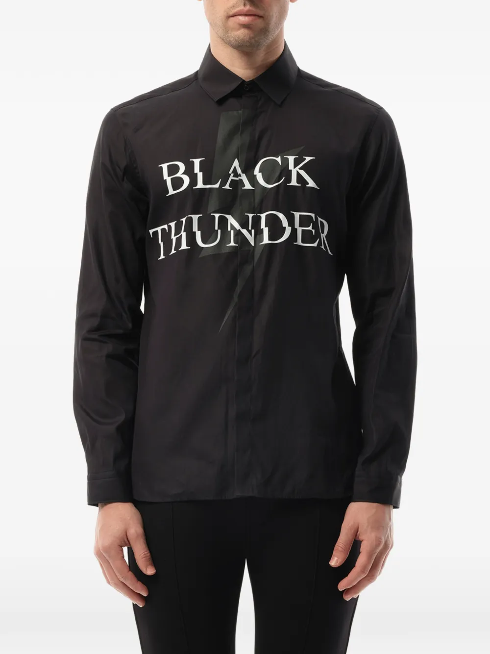 Neil Barrett slogan-print long-sleeve shirt - Nero