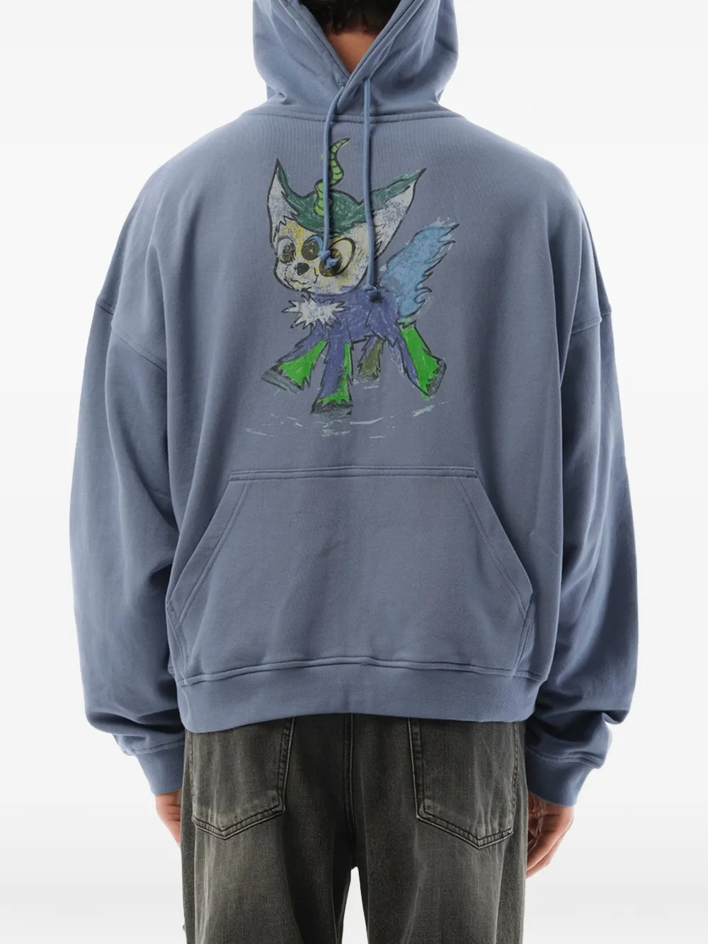 We11done Hoodie met grafische print Blauw