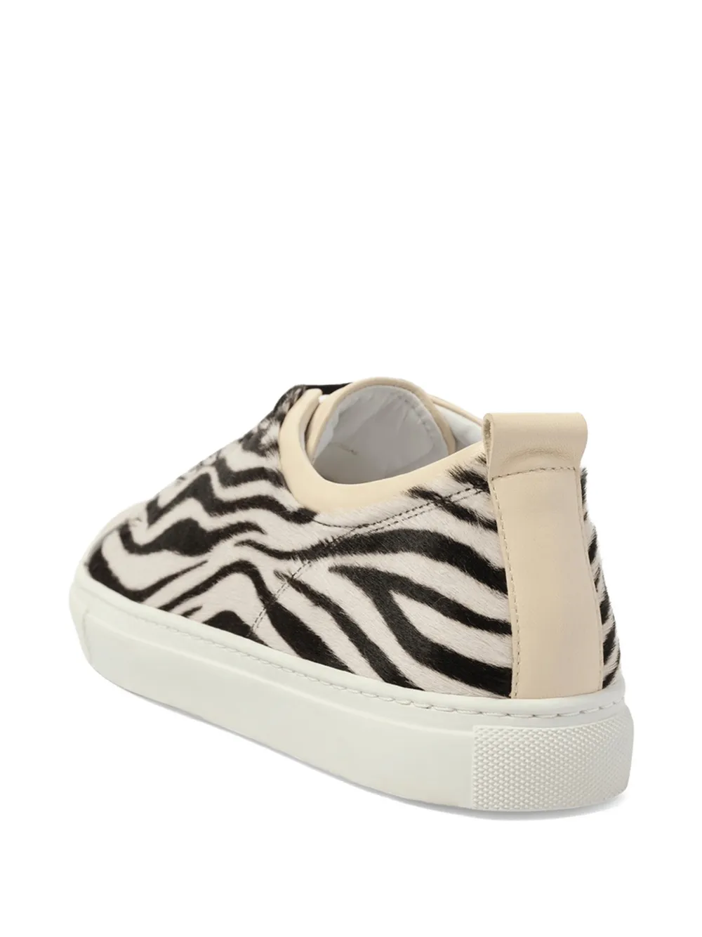 Lanvin zebra-print metallic-toe sneakers Beige
