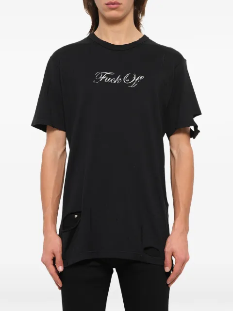 Mastermind Japan distressed slogan-print T-shirt