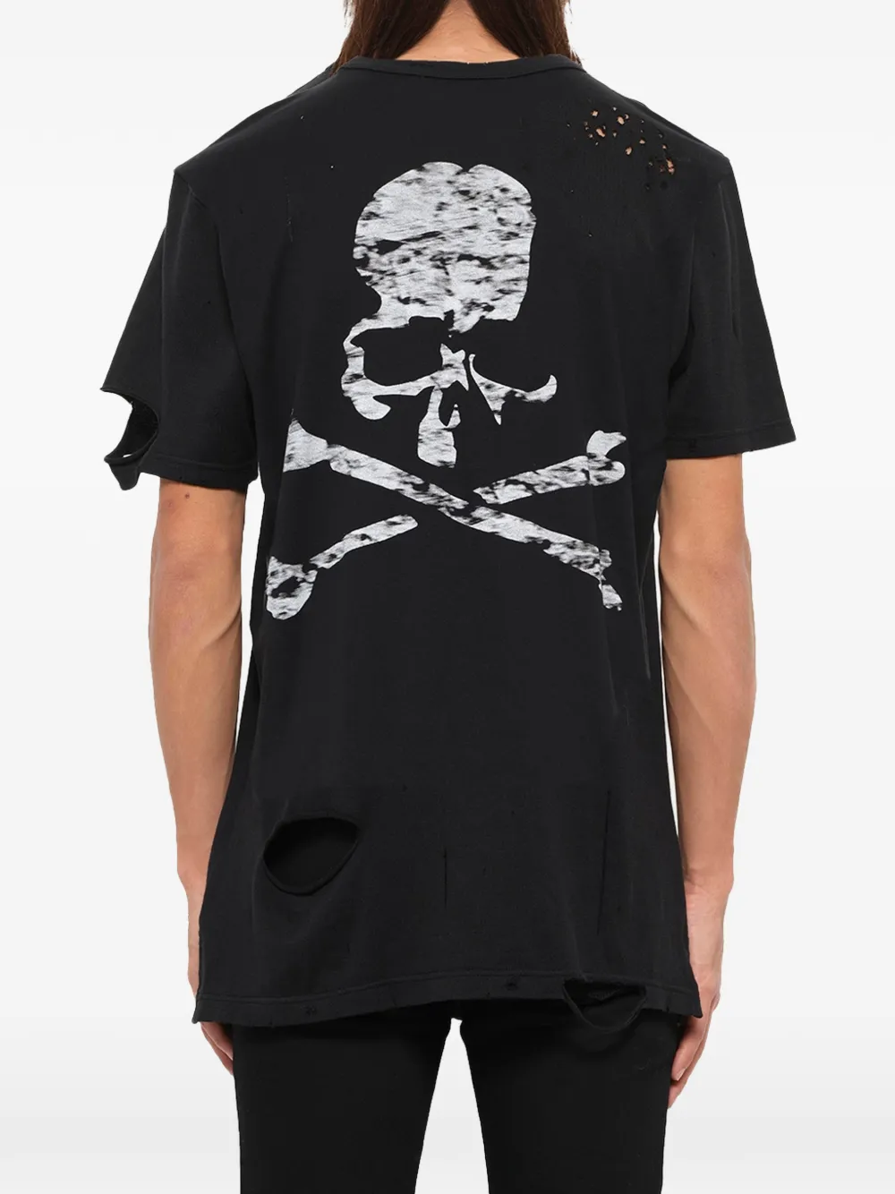 Mastermind Japan distressed slogan-print T-shirt Zwart