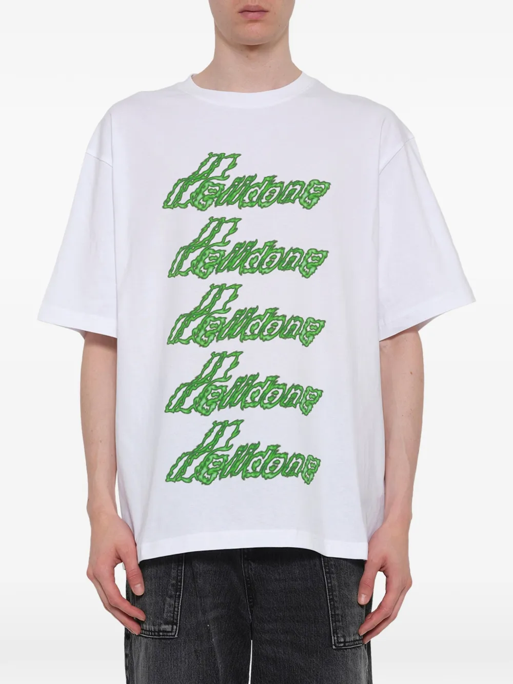 We11done T-shirt met logoprint Wit