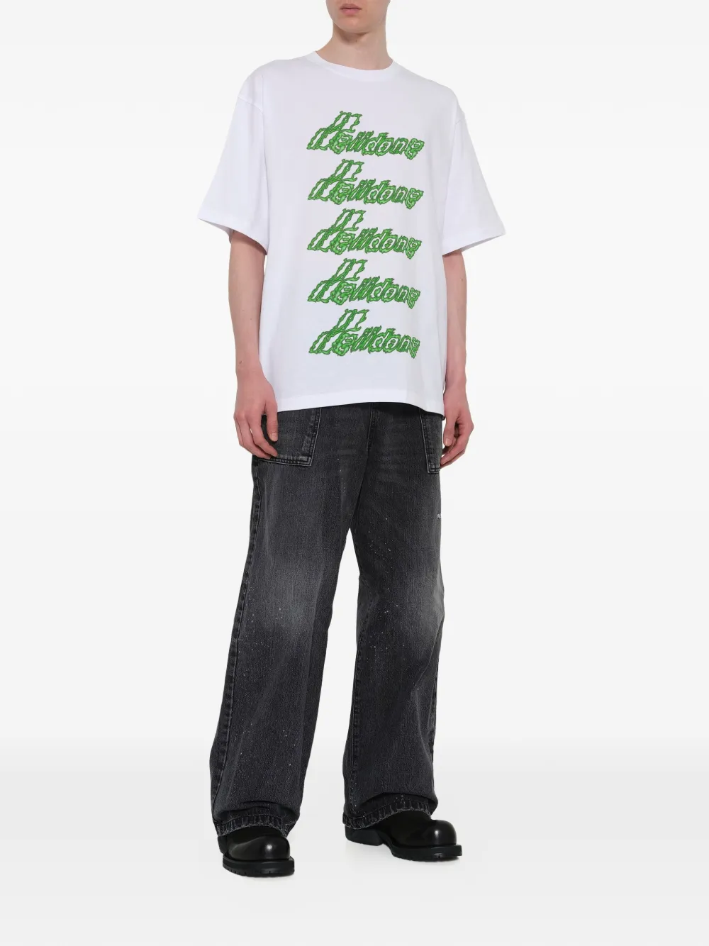 We11done T-shirt met logoprint Wit
