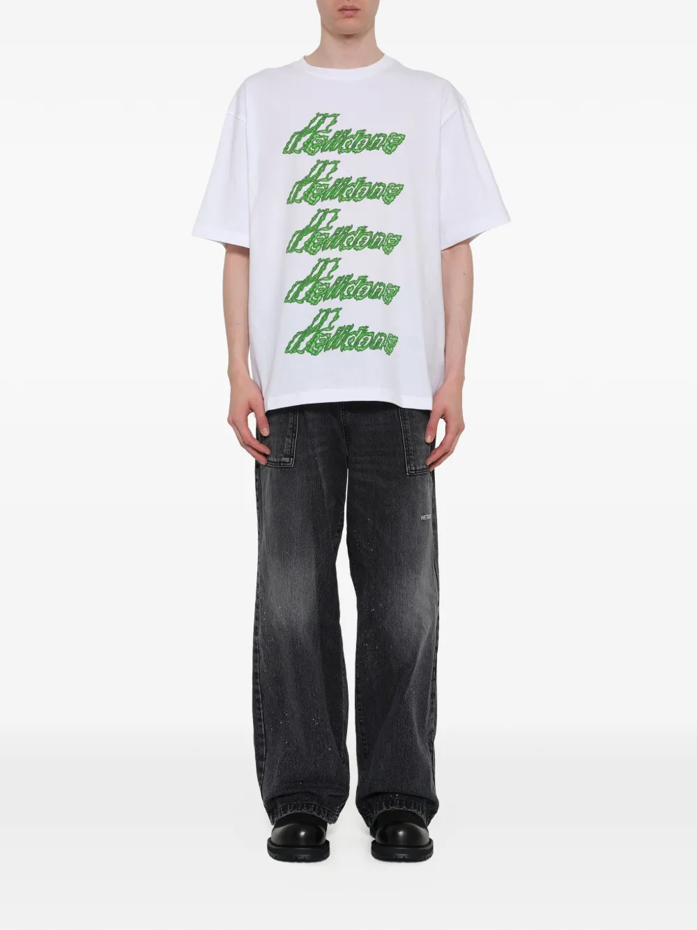 We11done T-shirt met logoprint Wit