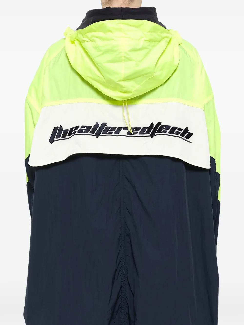 Juun.J Jas met capuchon trekkoord en colourblocking Blauw