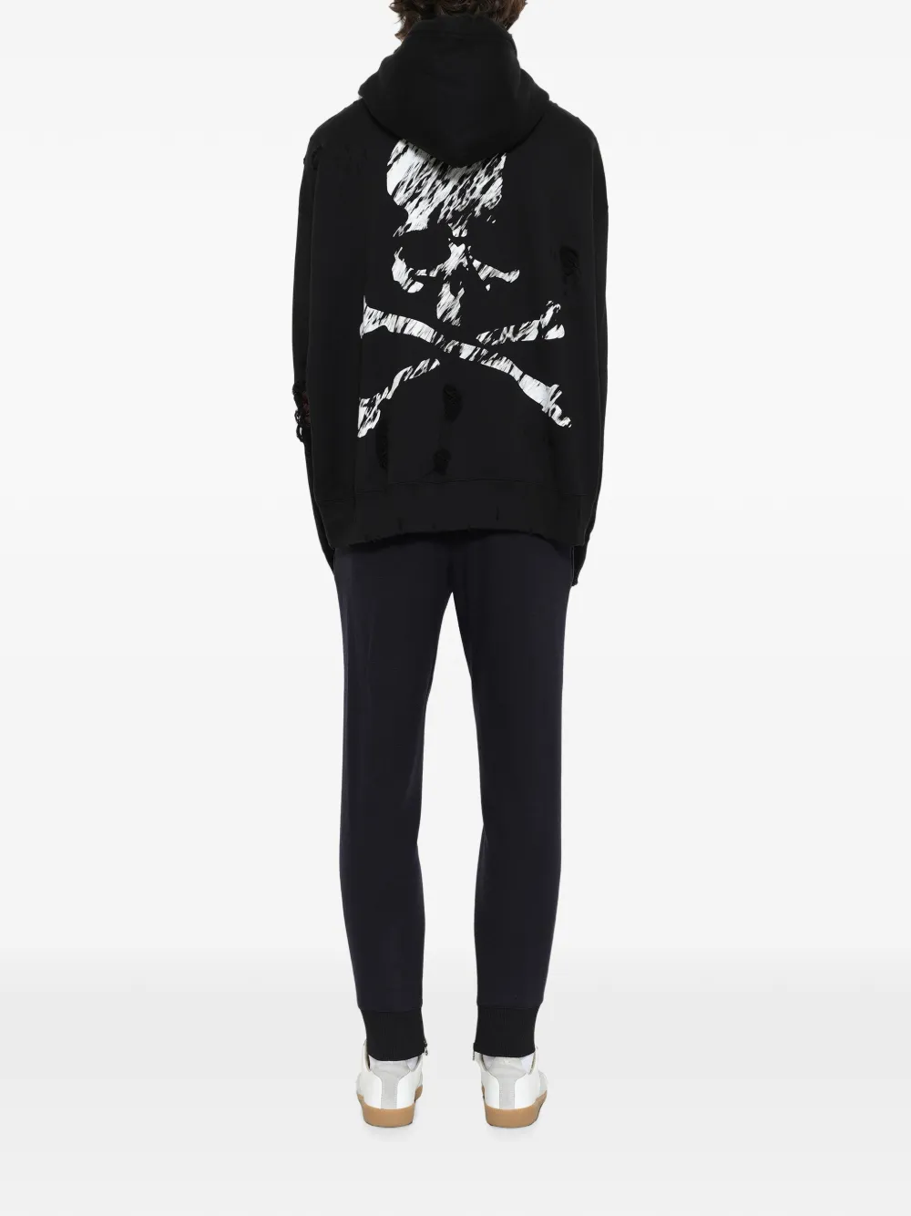 Mastermind Japan Gerafelde hoodie met doodskopprint Zwart