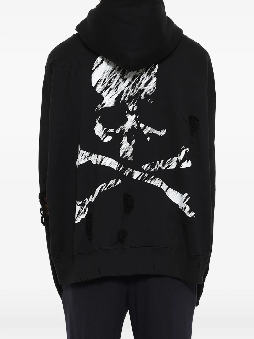 Mastermind Japan Gerafelde hoodie met doodskopprint Zwart
