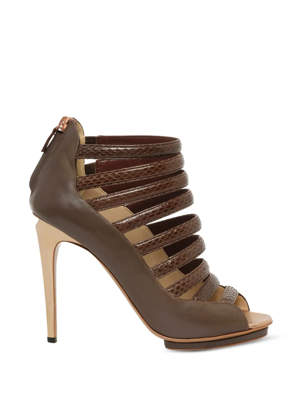Linda Farrow snakeskin-effect multi-strap sandals - Marrone